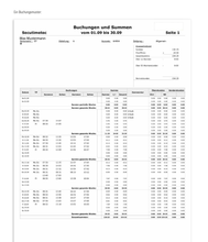 Lade das Bild in den Galerie-Viewer, Kelio TimeBox Musterausdruck: Buchungen und Summen eines Monats mit Wochensummen und Überstunden
