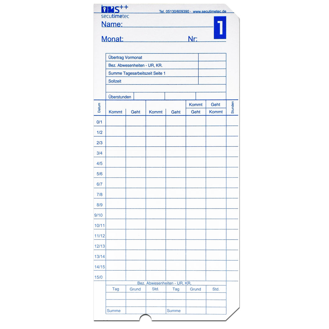 Stempelkarte STK0004 A21/A22